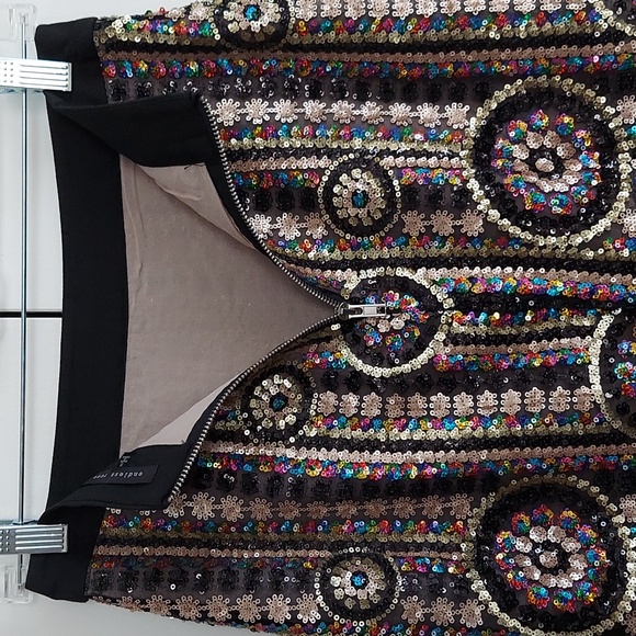 Endless Rose Multicolored Sequined Pencil Skirt Size Small Black Gold Rainbow - Picture 11 of 16